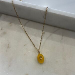 Gold-Tone Yellow Stone-Look Pendant Necklace